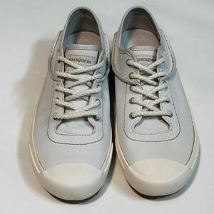 Patagonia Sz 9.5 white leather(down light grey) low top sneakers shoes moc